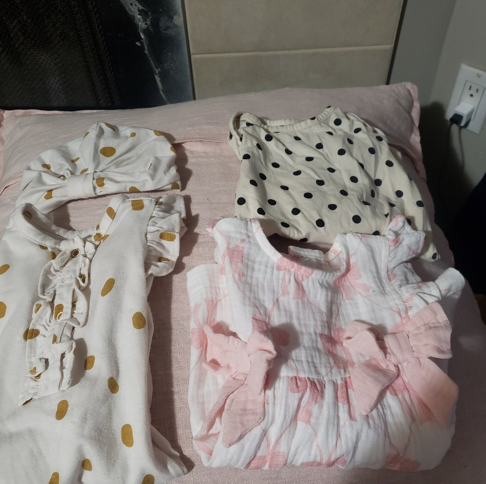Jessica Simpson Gap Polka Dot and Bow Baby Outfits Bundle 3-6 Months
